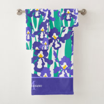 Resumen Azul Iris Modelo Floral Monograma