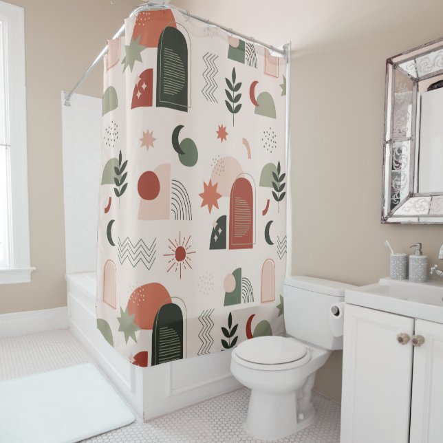 Resumen bohemio Cortina de ducha geométrica (In situ)