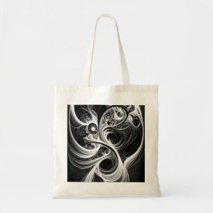 Resumen Bolsa De Tote De Swirl Blanco Negro