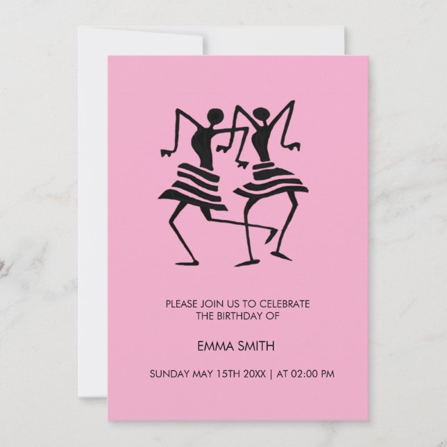 Resumen, celebraciones bailarinas Invitación de cu (Anverso)