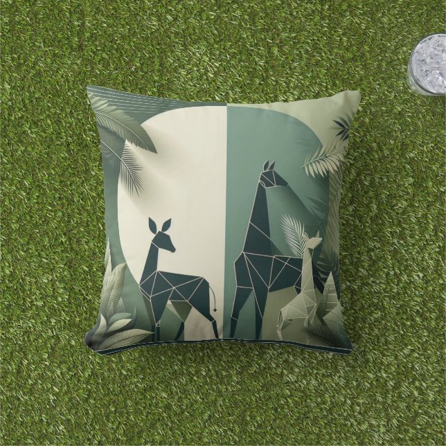 Resumen Cojín decorativo animal - Jungla geométric (Césped)