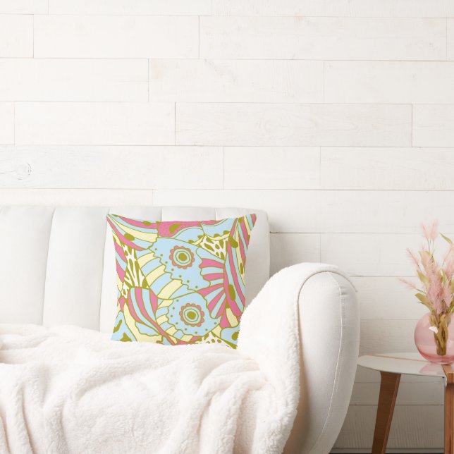 Resumen Cojín decorativo de ala mariposa azul rosa (Sofá)