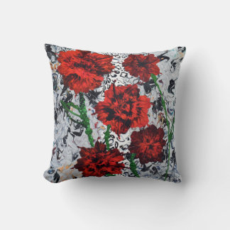 Resumen Cojín decorativo de decoración floral roja