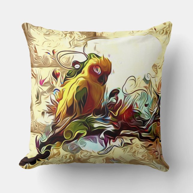 Resumen Cojín decorativo de loro amarillo (Anverso)