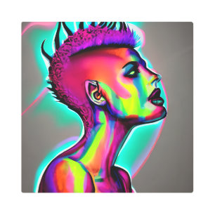 Resumen colorido de arte de IA   Mujer con mohawk