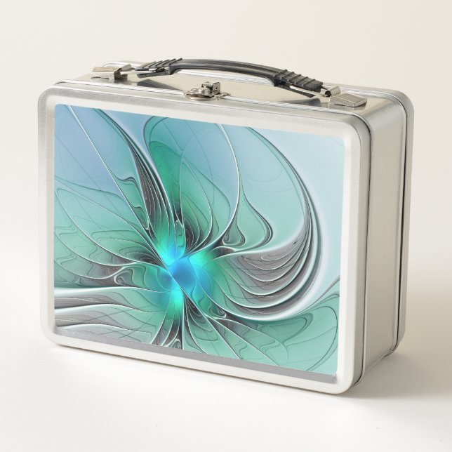 Resumen Con Arte Fractal Azul Y Moderno (Anverso)