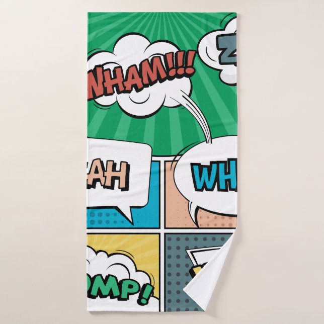 Resumen concepto creativo comic pop art style blan (Toalla de baño)