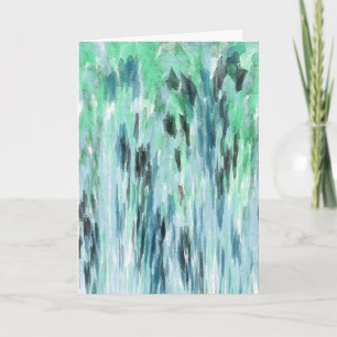 Resumen de acuarela azul y verde - Tarjeta en blan