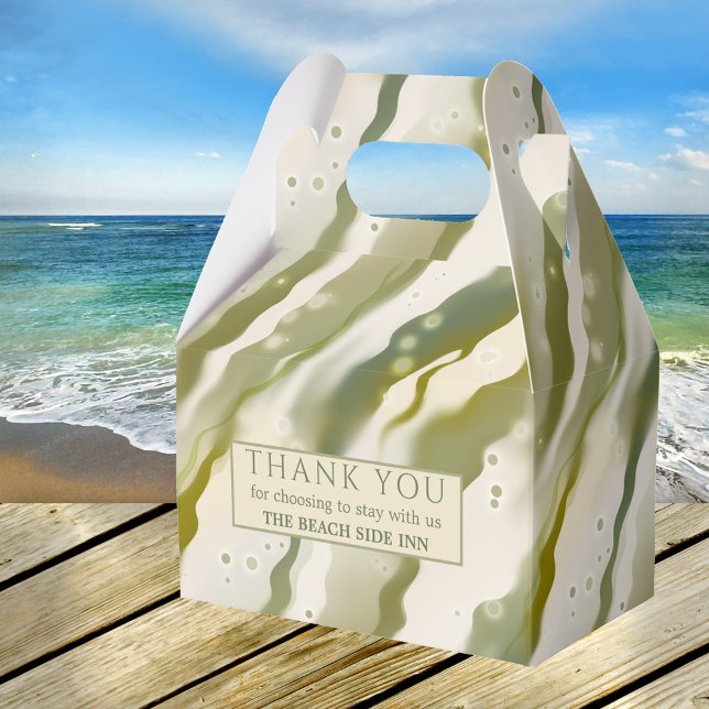 Resumen de algas marinas Arte Verde Gracias Caja D (Modern design beach style gift box showing a green abstract painting with light sparkles on seaweed)
