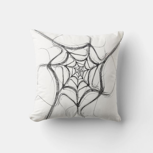 Resumen de almohada fractal blanca y negra (Anverso)