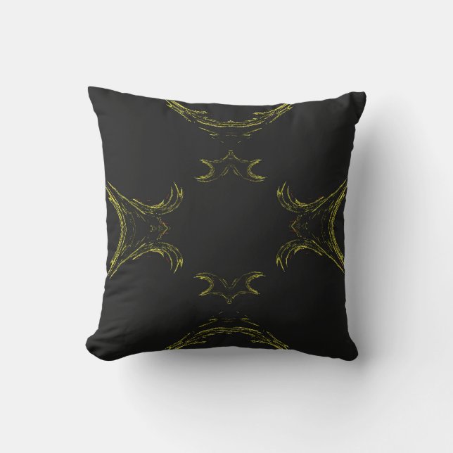 Resumen de almohada fractal de borde negro n dorad (Anverso)