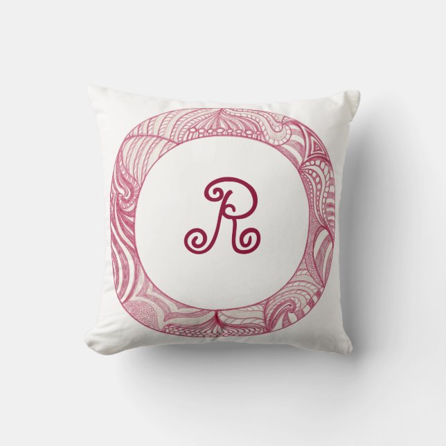 Resumen de almohadas monográficas rojas violetas (Anverso)