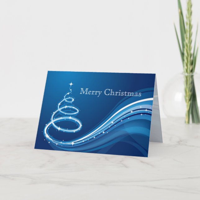 Resumen De Árbol De Navidad En Blanco Y Azul (Anverso)