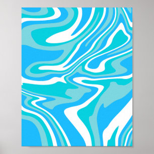 Resumen de arte azul, blanco y fluido turquesa