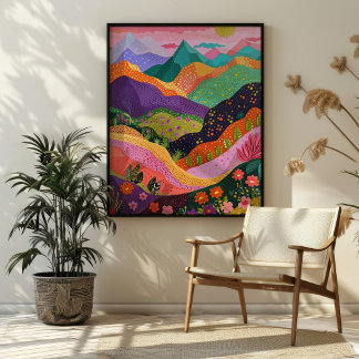 Resumen de arte colorido en el paisaje de montaña