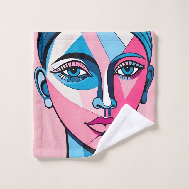 Resumen de arte de cara azul y rosa (Toallita)