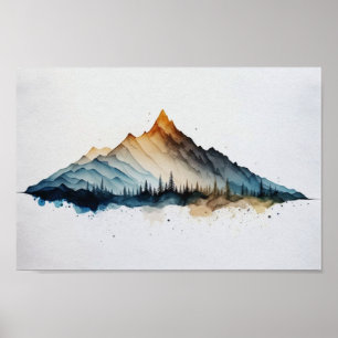 Resumen de arte de las montañas de acuarela suave