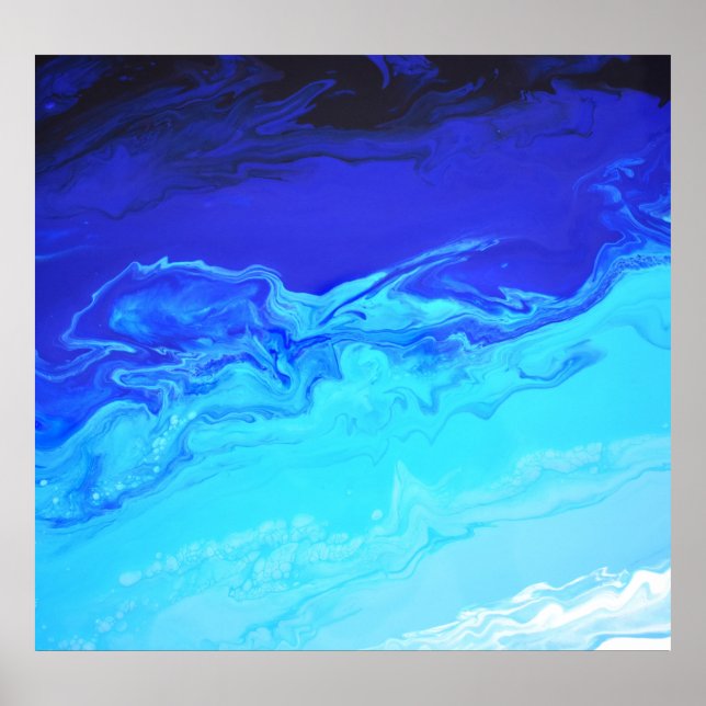 Resumen de arte de mármol con agua azul Sapphire d (Frente)