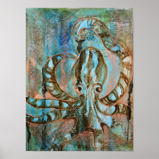 Resumen de arte de Octopus Turquesa y Cobre (Frente)