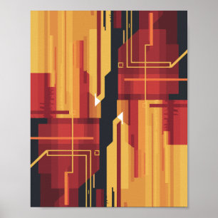 Resumen de arte digital con tonos rojos y amarillo