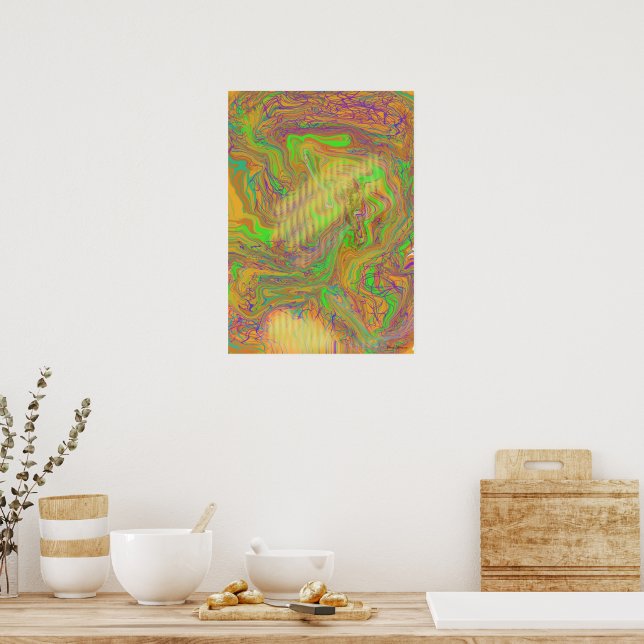 Resumen de arte en la pared verde (Cocina)