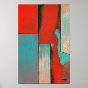 Resumen de arte expresionista Red Aqua Verde azula