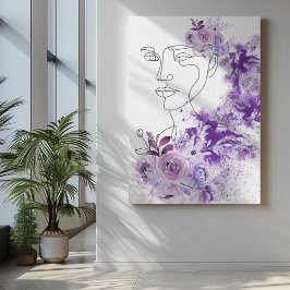Resumen de arte femenino con flores púrpura salpic