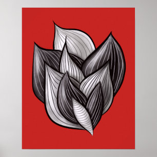 Resumen De Arte Floral En Rojo Y Negro