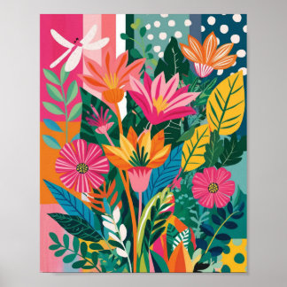 Resumen de arte floral vibrante