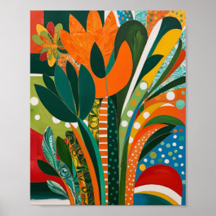 Resumen de arte floral vibrante