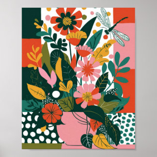Resumen de arte floral vibrante
