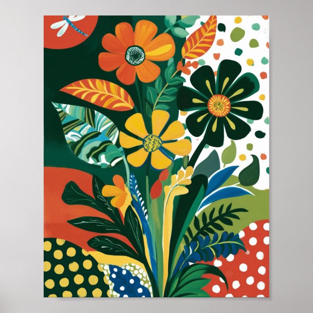 Resumen de arte floral vibrante (Frente)