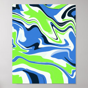 Resumen de arte fluido con olas azules y verdes