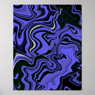 Resumen de arte fluido en azul real y negro