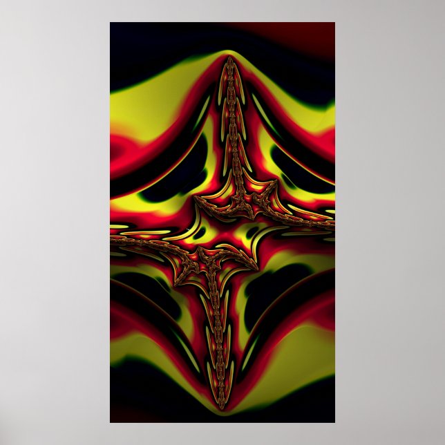 Resumen de arte fractal rojo y amarillo (Frente)