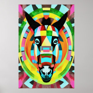 Resumen de arte geométrico de burro colorido