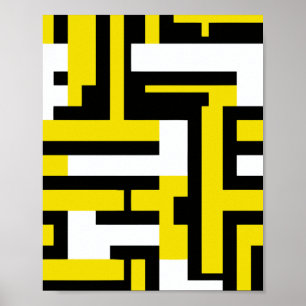 Resumen de arte geométrico en amarillo, blanco y n