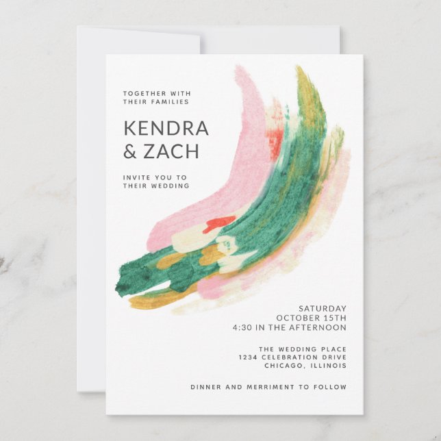 Resumen de arte moderno Boda de trazos pintados (Anverso)