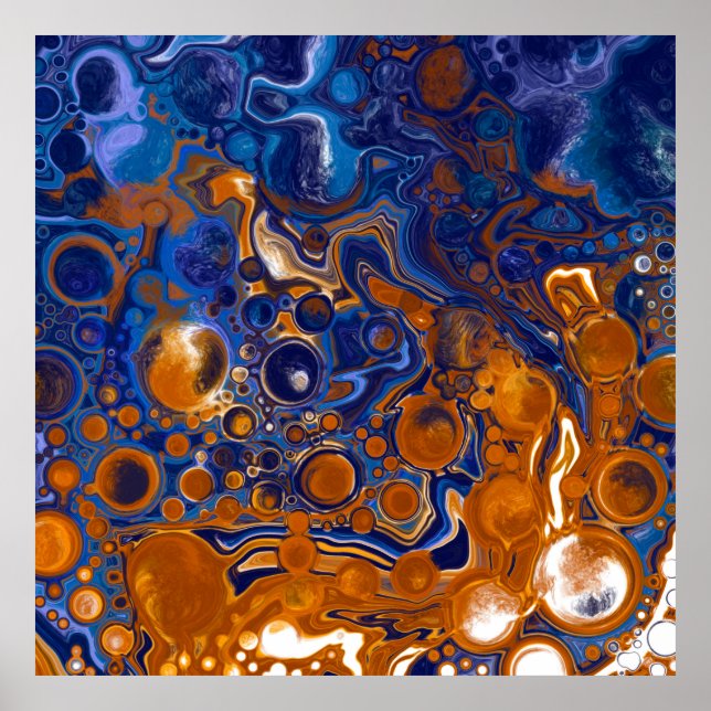 Resumen de arte moderno en azul y cobre (Frente)