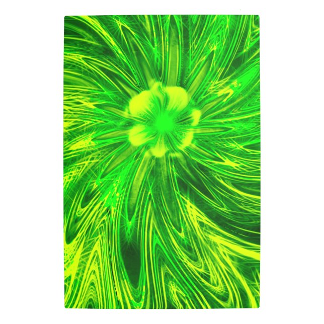 Resumen de arte mural metalizado Líneas Flor verde (Anverso)