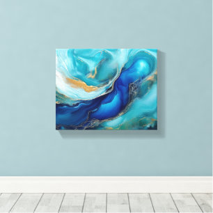 Resumen de arte oceánico en cobalto y Verde azulad