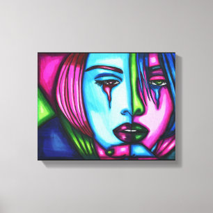 Resumen de arte original de mujer llorando cara