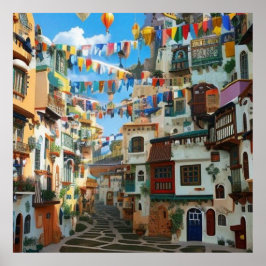 Resumen de arte surrealista en una pequeña ciudad 