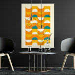 Resumen de cadera Media Círculos Patrón de Arte Mo<br><div class="desc">Hermoso naranja contemporáneo, marfil crema blanquecino, amarillo soleado y azul verde azulado color verde ondulado, medio círculo y cuadrado patrón. Elegante, elegante y ecléctico diseño minimalista para el trendsetter artístico de cadera, estilo de arte retro vintage o amante abstracto de los motivos geométricos digitales. Coincide con el diseño con los...</div>