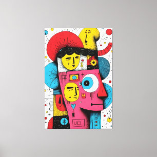Resumen de caras de arte pop - Expresión de doodle