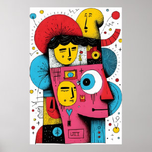 Resumen de caras de arte pop - Expresión de doodle