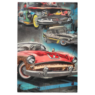 Resumen de coches clásicos arte mural Metalizado d