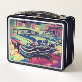 Resumen de coches clásicos caja de almuerzo Metali