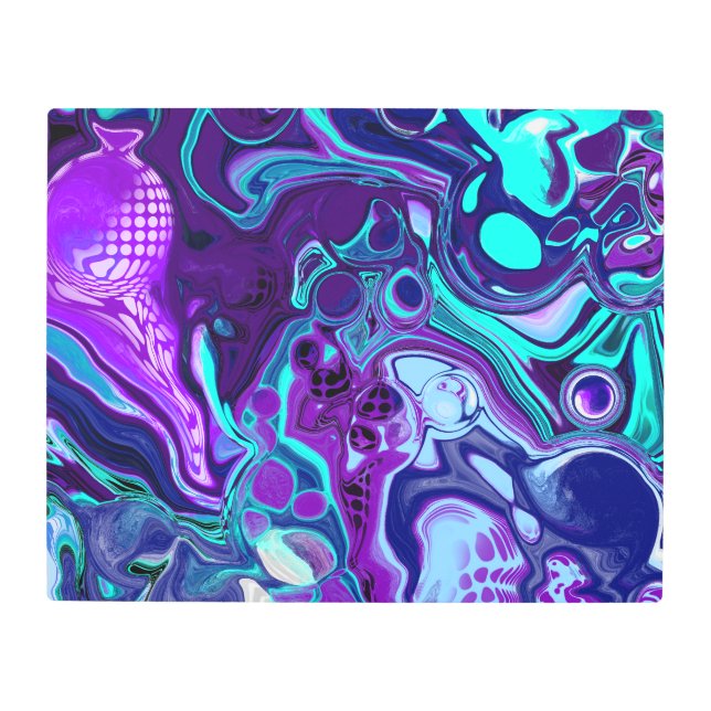Resumen de color púrpura y azul acuático arte flui (Anverso)