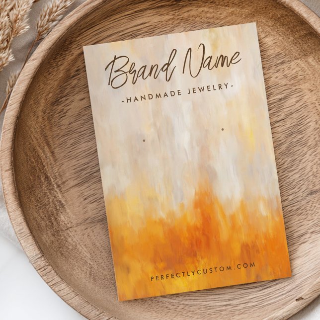 Resumen de colores otoñales tarjeta de visualizaci (Abstract autumn colors oil earring display card)